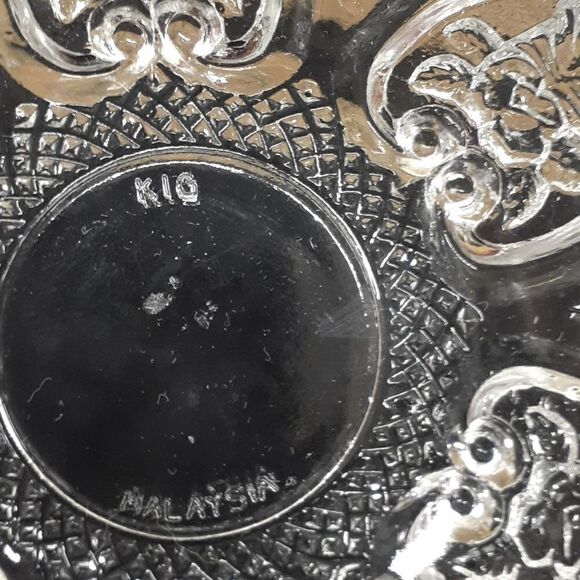 Vintage KIG Malaysia Depression Style 5"Glass Candy Nut Dish w Lid Rose & Heart. - Picture 4 of 7